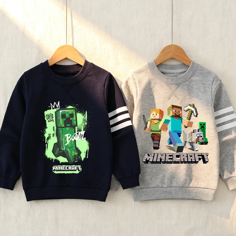 

Game Theme Print Round-neck Hoodie Boy Minecrafted Long Sleeved Pullover Children Tops Fashion Autumn Winter Clothing Xmas Gift