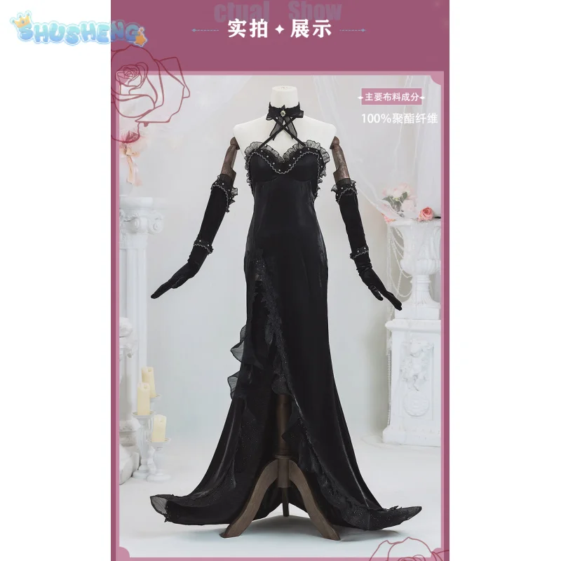 

NIKKE：The Goddess of Victory Dorothy Doro Cosplay Costume Halloween Black Sexy Women's Dress Long Dress Gloves Props Wig Uniform