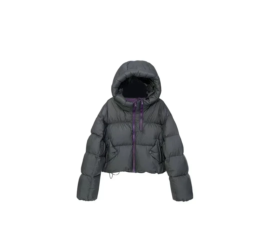

2024 New Winter High-end Style Down Jacket Advanced Warm Comfortable Hooded Long Sleeve Double Zip Jacket Cropped Top