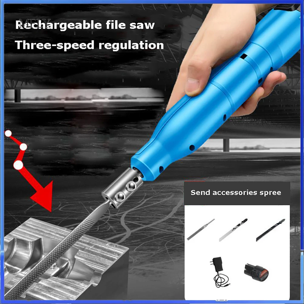12V Electric Small File Reciprocating Metal Grinding Tool Rubbing Iron Wrong Knife Machine Stabbing Knife Steel File Woodworkin