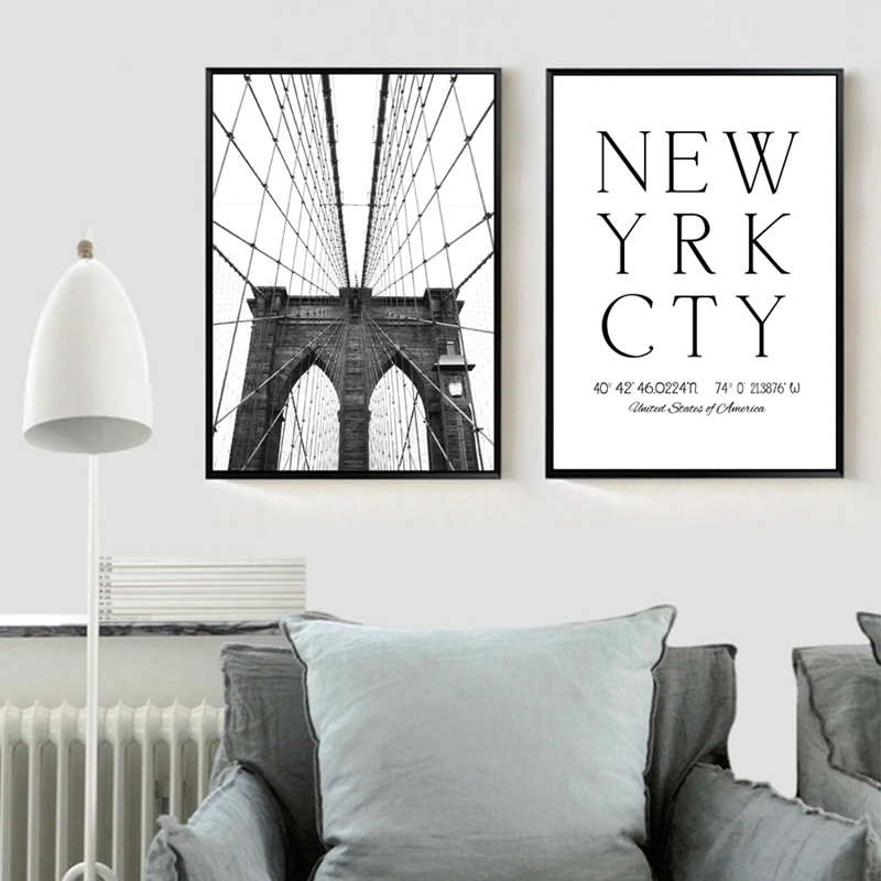New York City Art Poster ,  Brooklyn Bridge Poster New York Canvas Painting Wall Pictures Art Prints For Home Decoration