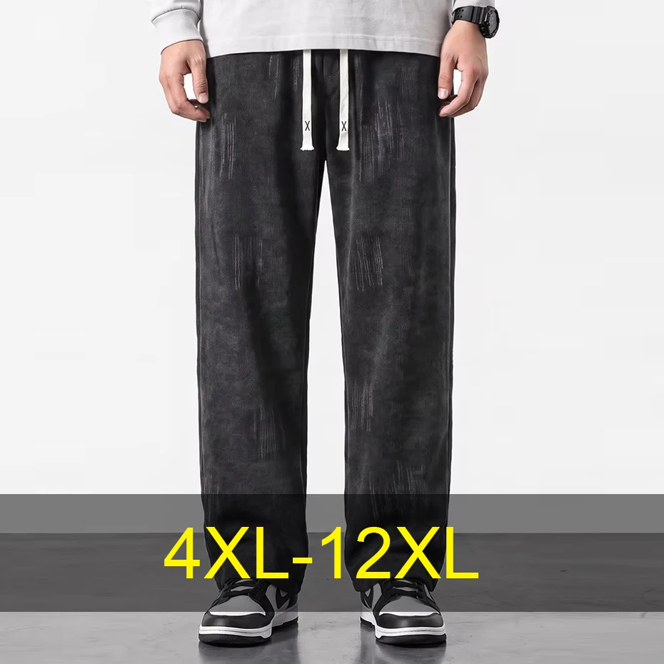 Vintage Tie Dye Pants Men 12XL Plus Size Straight Pants Fashion Casual Stretch Waist Trousers Male Big Size 10XL 12XL