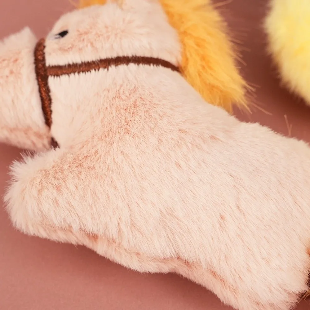 Mini Plush Horse Keychain Magnetic Creative Stuffed Animal Fridge Magnet Chinese Style Cute Cartoon Steed Keyring Year of Horse