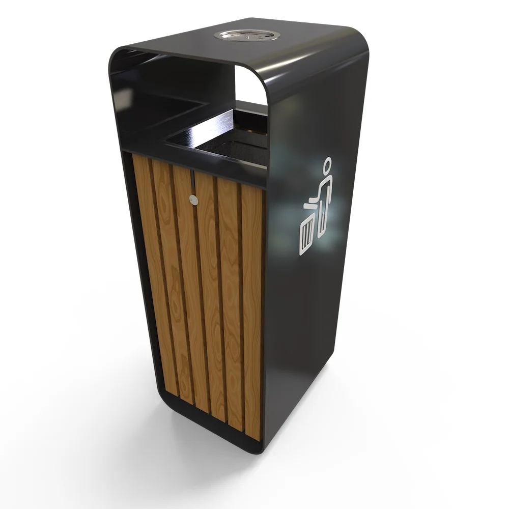 

wood garbage waste bin little size sorting recycling trash can used for outside street