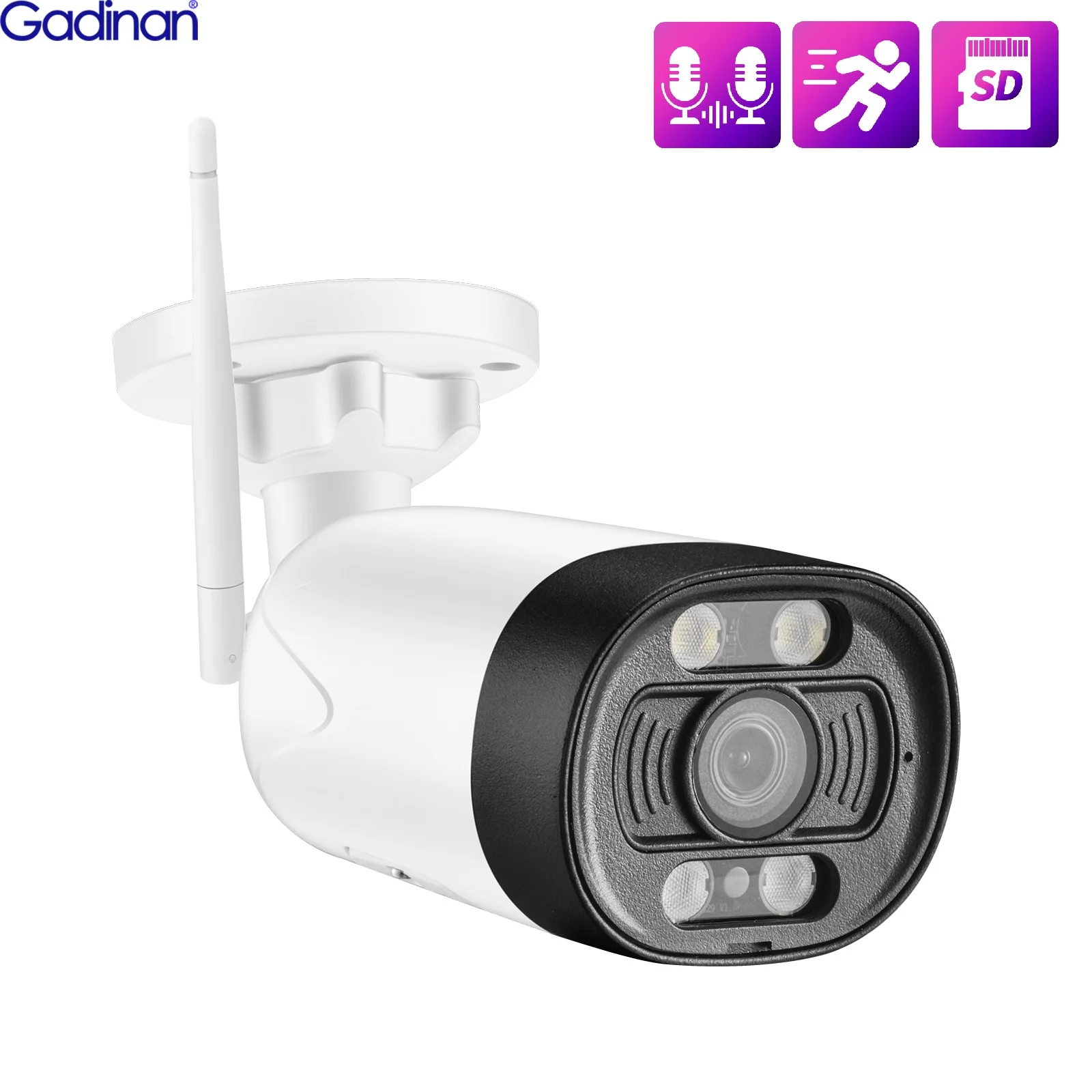 Gadinan Wifi Wireless IP Camera IP66 Waterproof Security Monitor IR-Cut Full Color Night Vision Two-Way Audio Video Surveillance