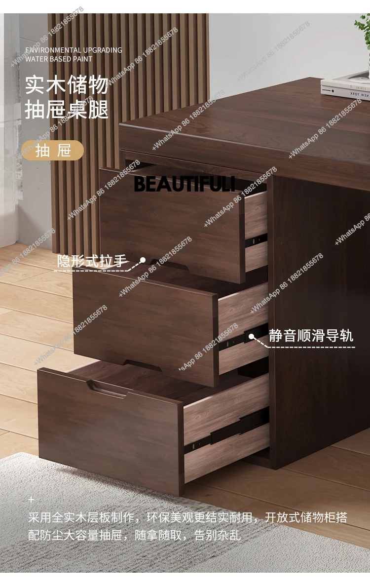 مكتب تنفيذي للتخزين الخشبي، مكاتب كمبيوتر كبيرة فاخرة وحديثة، أثاث مكتبي كبير من Schreibtisch