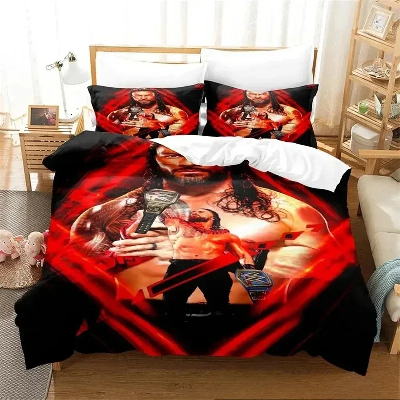 Wrestler Roman Reigns Bedding Set,Duvet Cover Comforter Bed Set Quilt Cover Pillowcase,King Queen Twin Size Boys Girls Adults