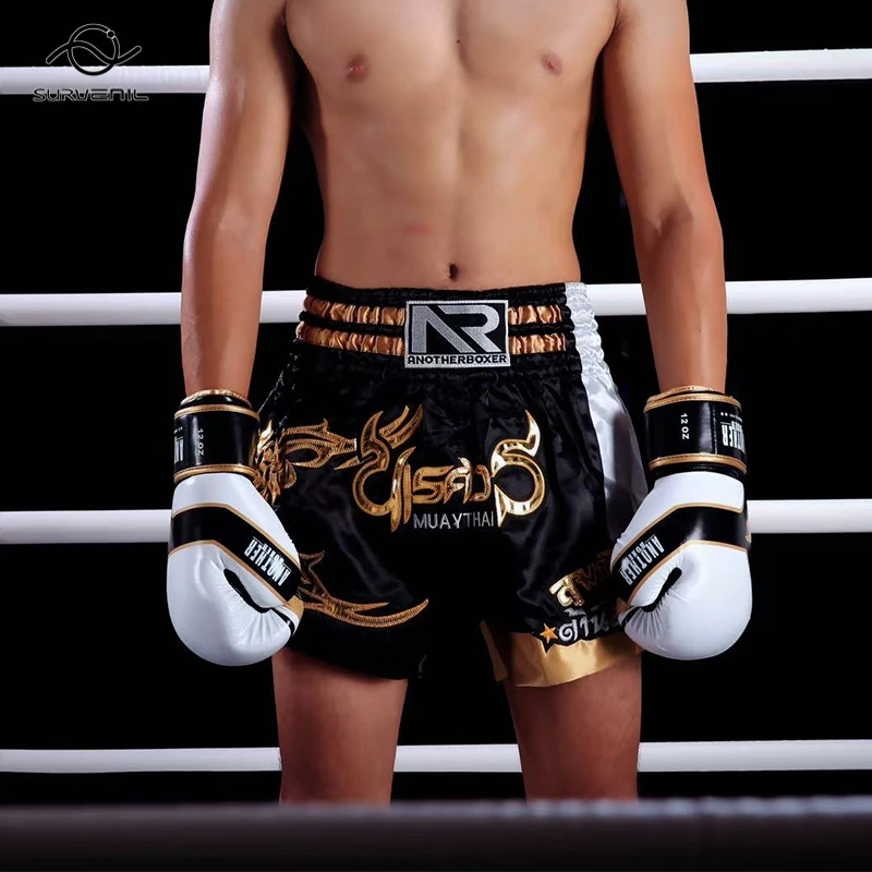 Muay thai Shorts Embroidery Shorts for Thai Boxing for Men Women Child Gym Martial Arts MMA Training Clothing Short Kickboxing