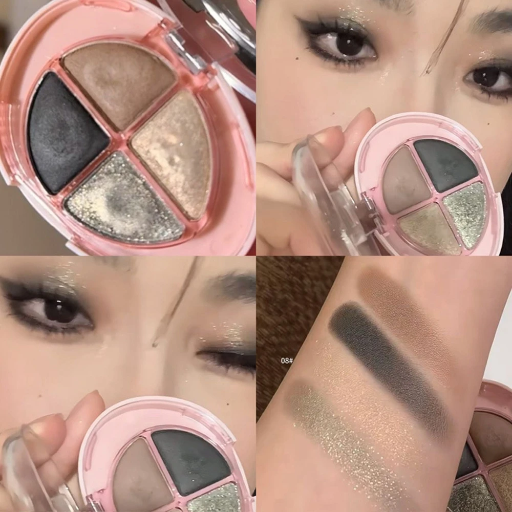 パール調フラッシュハイライター カメレオン偏光クリアダイヤモンド アイブライトニング 4色シマーハイライトパレット