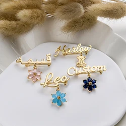 Personalized Customized Name Pendant Teddy Bear Brooch Exquisite Diamond Inlay Multi-color Petal Pendant Jewelry Holiday Gift