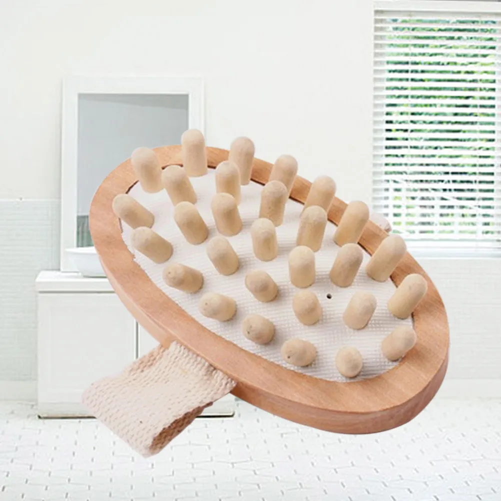 

Wooden Bath Brush with Airbag Massage Beads for Feet Knees Legs Exfoliating Body Massage Shower Brush Circulates Blood Softens