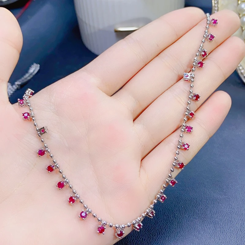 Natural ruby pendant necklace for women silver 925 jewelry luxury gem stones 18k gold plated free shiping items