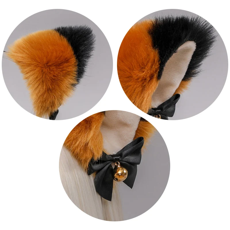 1 pz orecchie di gatto fascia Masquerade Halloween Cosplay Party Cartoon Costume Cat Ear Bow Tie Bell copricapo accessori per capelli