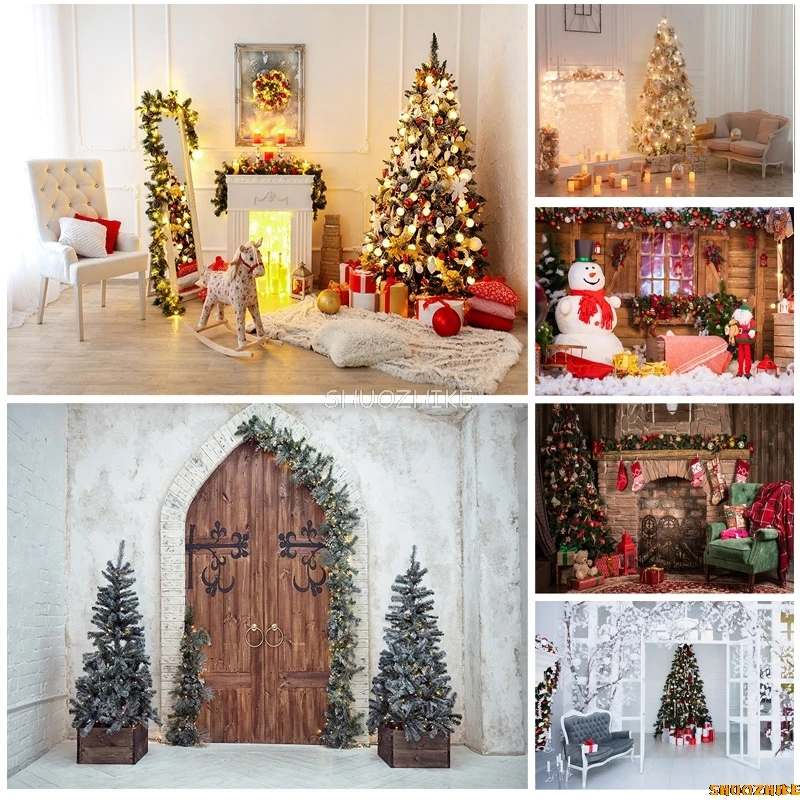 

SHUOZHIKE Christmas Indoor Theme Photography Background Fireplace Children Portrait Backdrops For Photo Studio Props YXSD-10