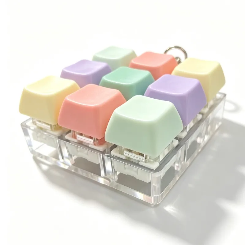 Keycap Clicker Portable Macaron Color 9-Key Keyboard Fidget Toy Finger Pinch Mini Pendant ASMR Stress Relief Keyboard Keychain view 5