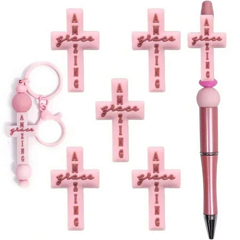 5/8/40 قطعة مجموعة خرز سيليكون متقاطعة، تستخدم لصنع المجوهرات بنفسك، وكذلك الخرز البؤري للأقلام والقلائد وسلاسل المفاتيح