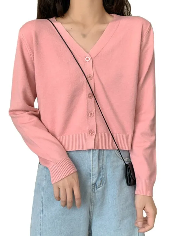 

Casual Long Sve V-Ne Knitted Sweater Street Sle Slim Fit Fiber Blend Autumn Winter Women's Inner Wear Comfortable Brea...