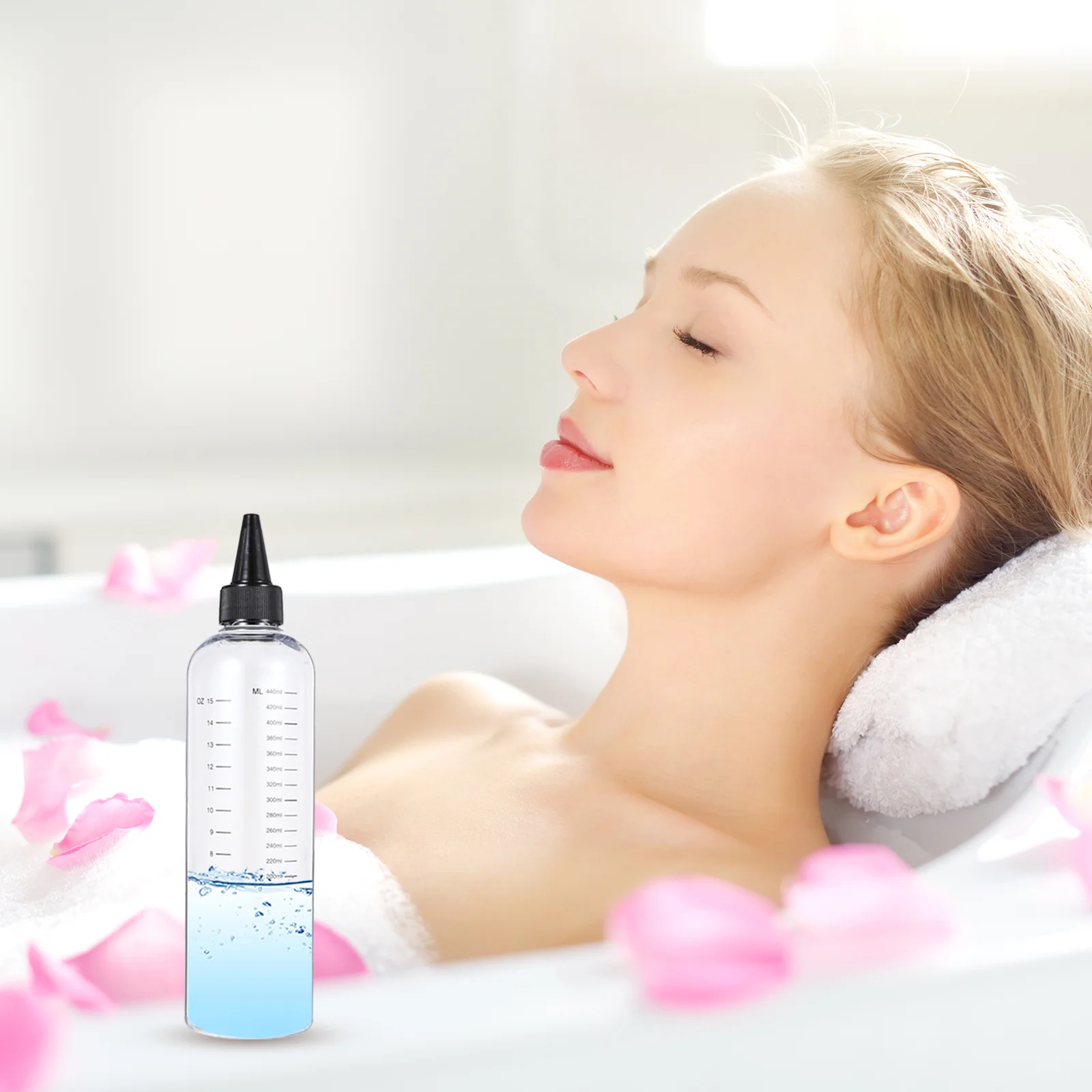 

12pcs 500Ml Squeeze Transparent Refillable Measure Bottle For Hair Salon Perm Care Liquid Dispenser Plastic Container Lab