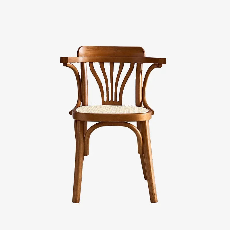 Household Simple Armchair Wabi Sabi Hotel Dining Table Chair Restaurant Rattan Craft Dining Chair