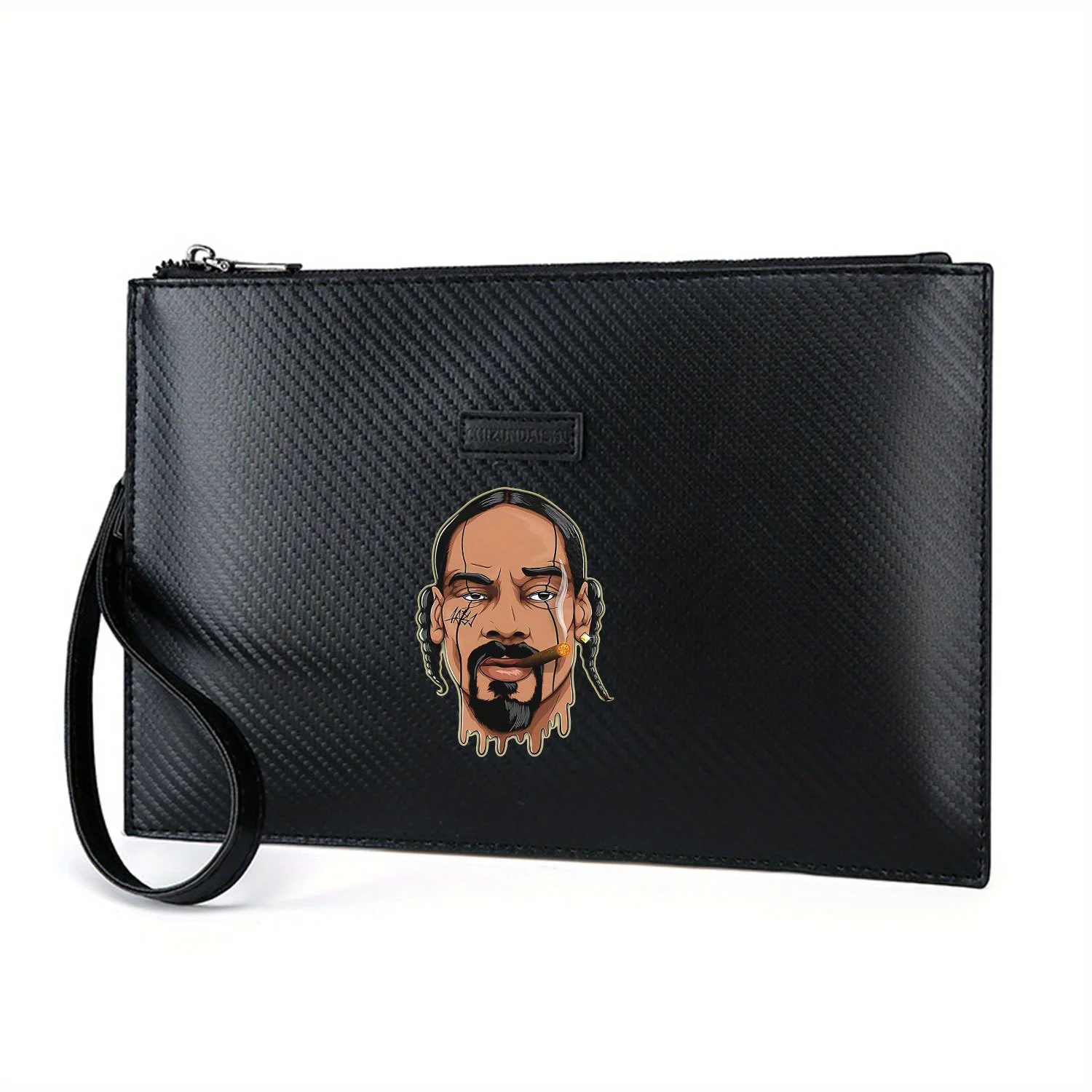 Man smoking a cigar,cool face. Elegant Printed PU Men's Handbag Fashionable and Practical for Everyday Carry
