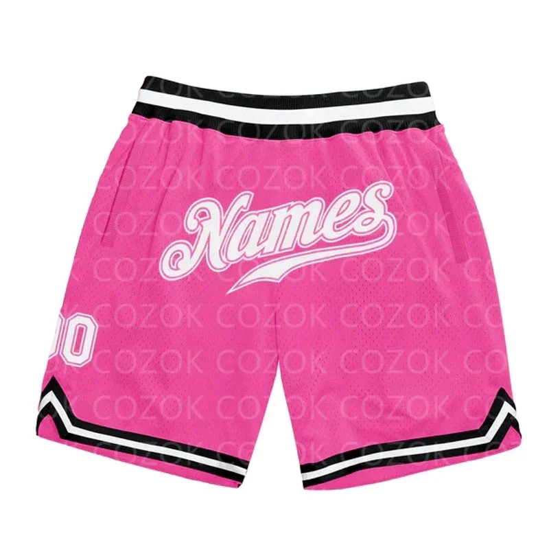 Custom Pink Black Authentic Basketball Shorts 3D Printed Men Shorts Name Mumber Quick Drying Beach Shorts