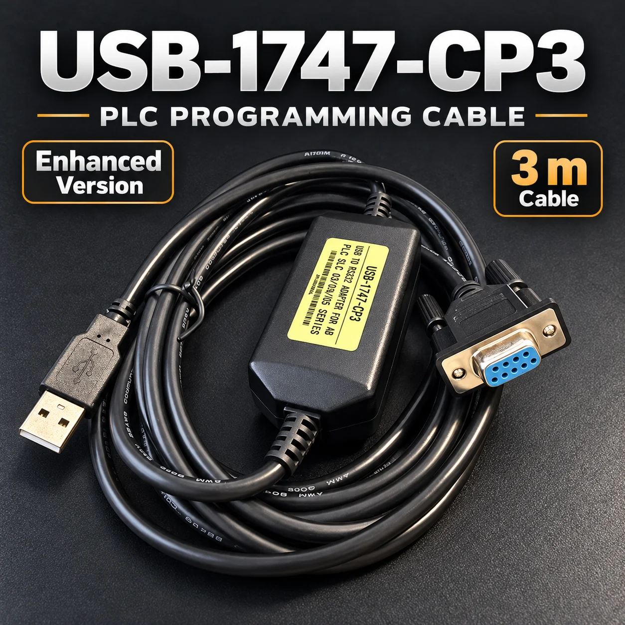 Enhanced RS232 Programming Adapter USB-1747-CP3 Cable for Allen-Bradley SLC 5/03 5/04 5/05, 3M, Online Monitoring Debugging Cord
