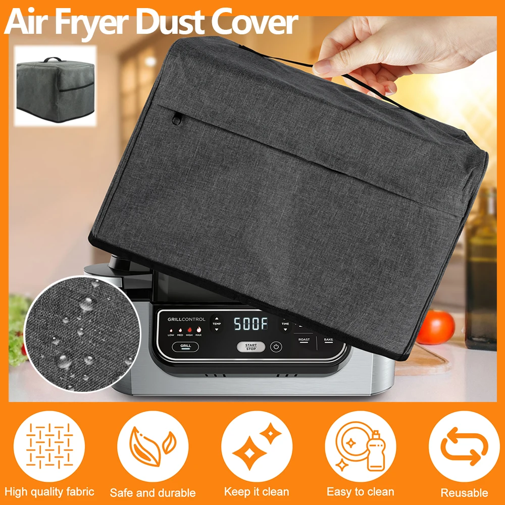 Air Fryer Dust Cover Waterproof Nylon Small Appliance Dust Cover Washable Storage Pockets Sturdy Durable with Handle for Kitchen