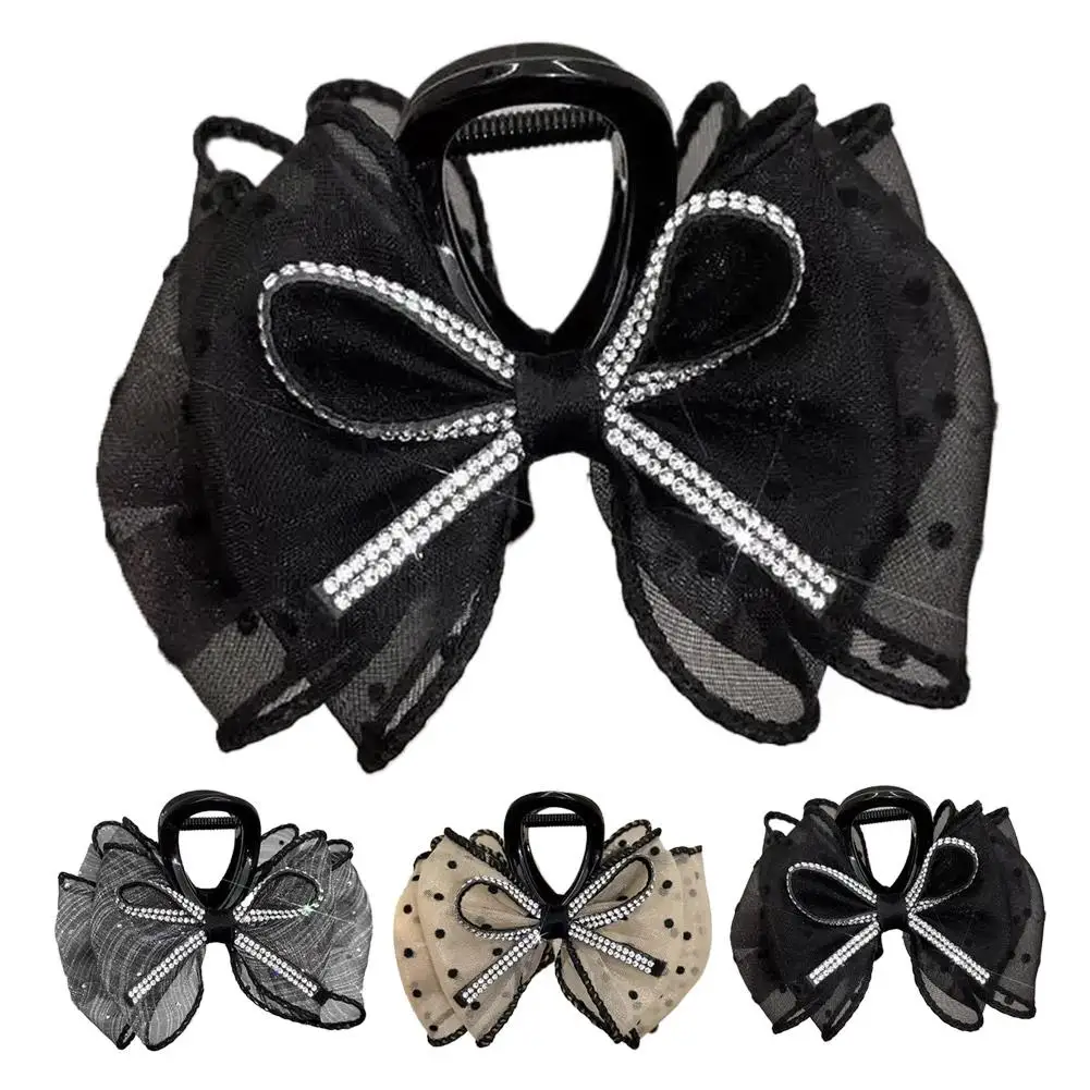 Haarspange mit Schleife, gepunktetes Netz, Blasenstruktur, hochwertiges Greifen, leicht, sichere Passform für Hochzeit, Party, Datum