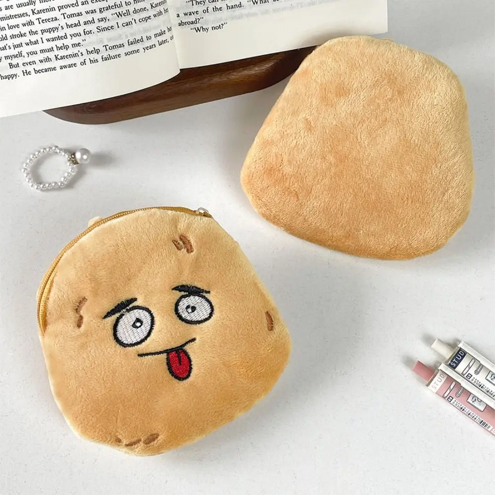 Com fivela de metal cabeça de batata bolsa de moedas de pelúcia mini dos desenhos animados cabeça de batata bolsa saco kawaii zíper batata fone de ouvido saco