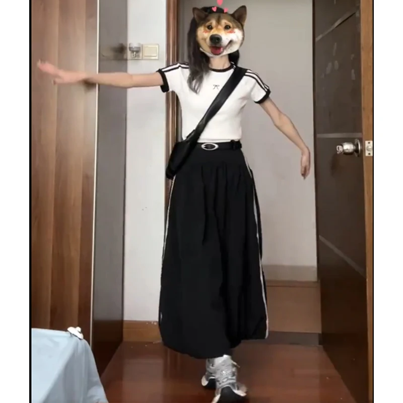 

Slimming High Waist A-Line Skirt Faionable Versatile Korean Sle Super Pret f Body Skirt Cool Loose Fit for ort Women