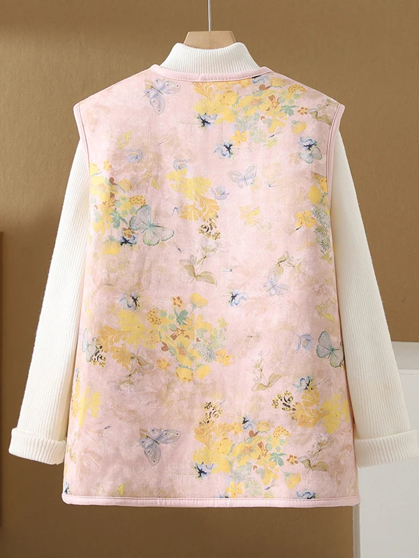 Jesienno-zimowa, ocieplana, z podszewką z polaru, vintage kamizelka zapinana na guziki, tradycyjna chińska kamizelka zen, wkładka wewnętrzna, odzież wierzchnia, top.