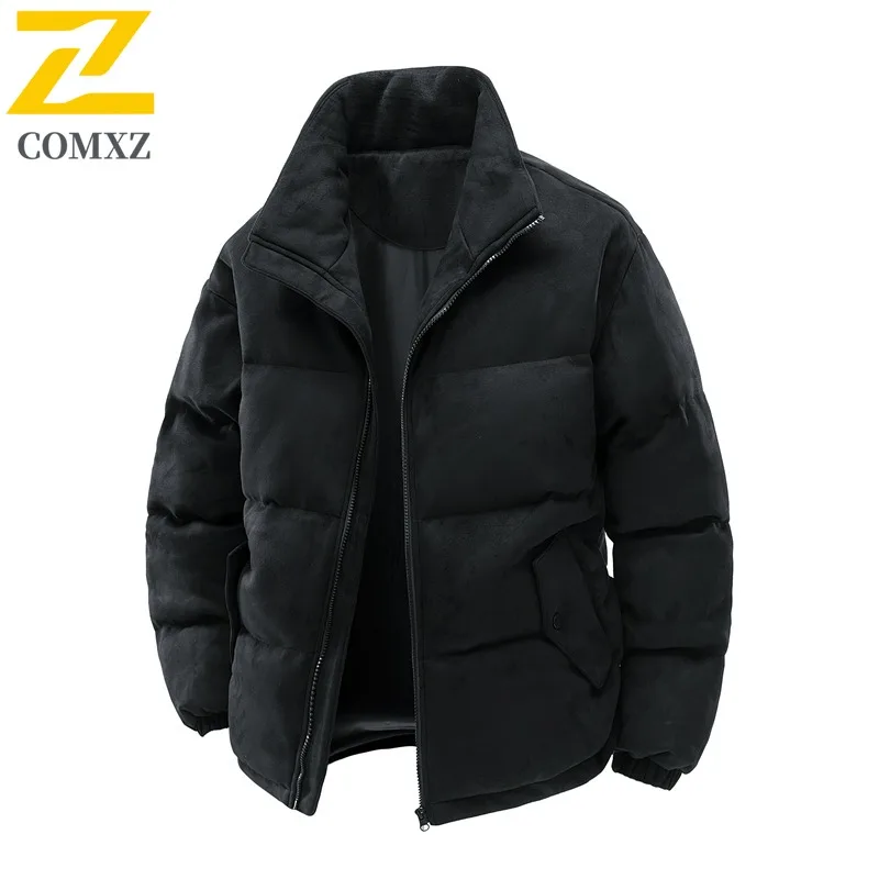 

COMXZ Мужская стеганая куртка, повседневная куртка с воротником-стойкой, удобная теплая парка для езды на велосипеде, повседневный стиль, легкое зимнее хлопковое пальто