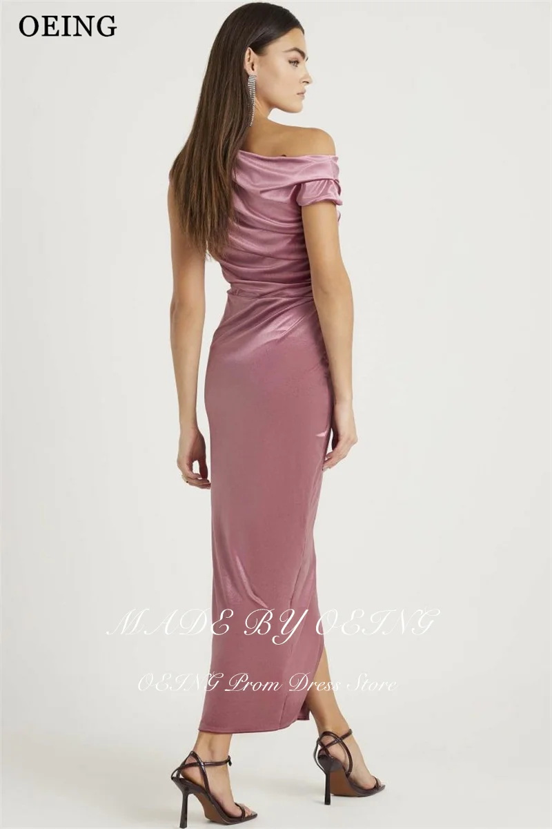 BOEING Простое платье русалки для выпускного вечера шелковистое с открытыми плечами без рукавов с боковым разрезом и складками длиной до щиколотки вечернее платье на заказ