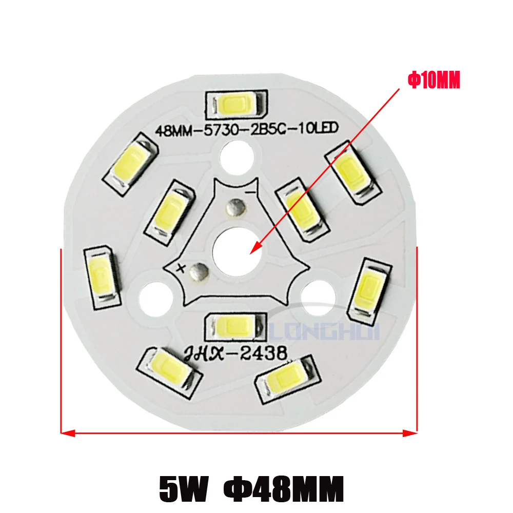 10 pz 5W 35mm 40mm 44mm 50mm DC15-17V 300AAma LED PCB Light board installato SMD 5730 LED chip per lampadina di cristallo fai da te