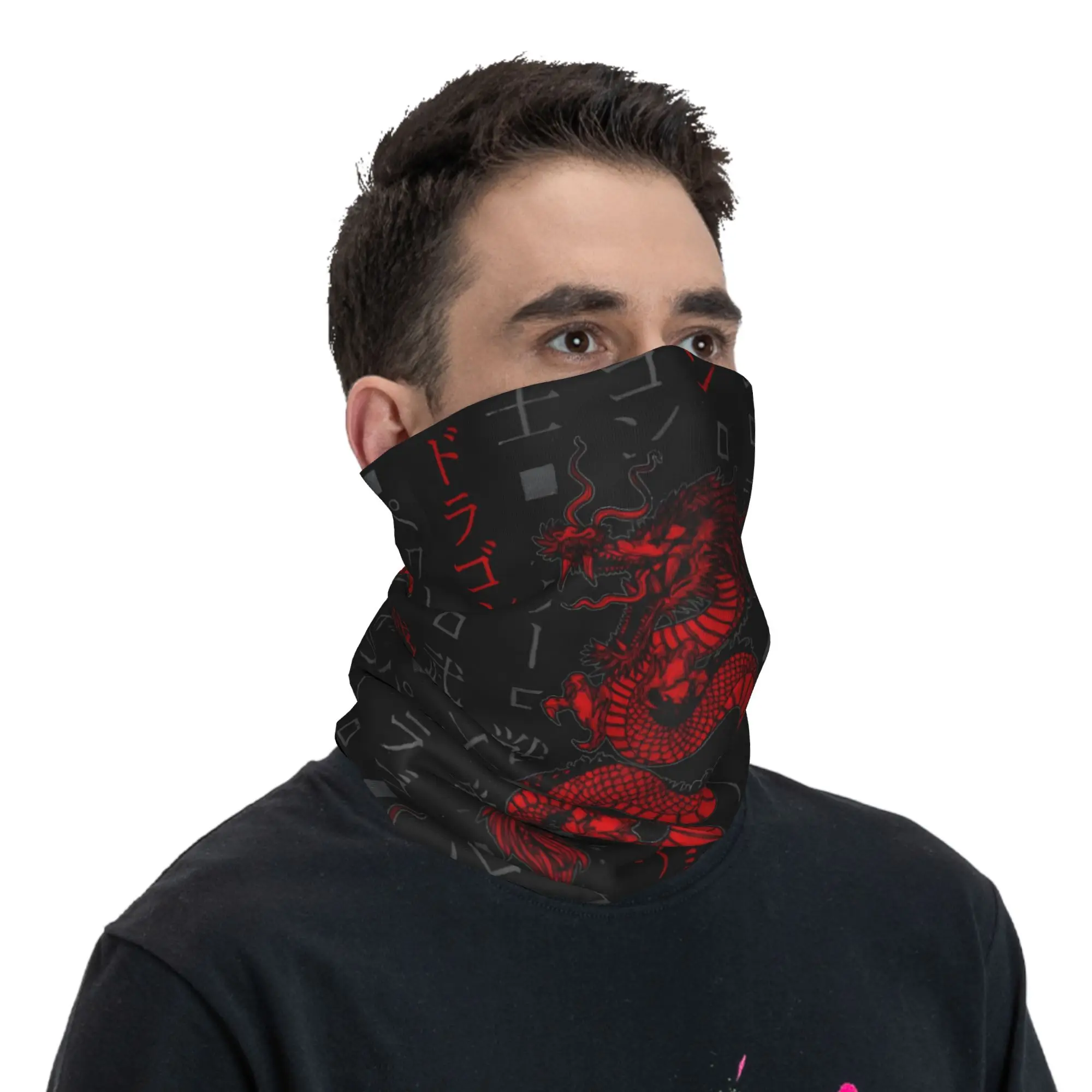 Red Dragon Animal Bandana Neck Gaiter Windproof Face Scarf Cover Men Women Symbolizes Luck New Year Gift Headwear Tube Balaclava view 5