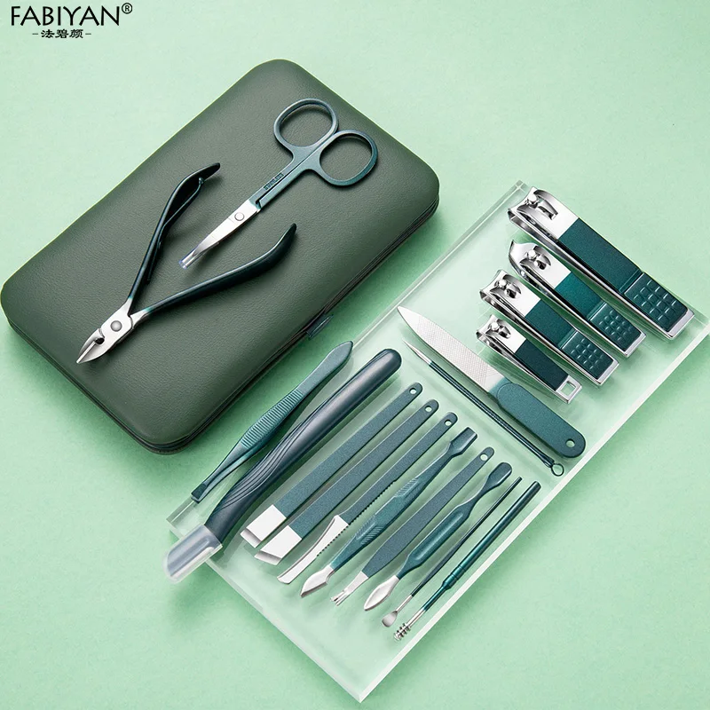 7/10/12/18Pcs Dark Green Stainless Steel Nail Scissors  Manicure Cutters Nail Clipper Set  Pedicure Care Tool Cuticle Nipper