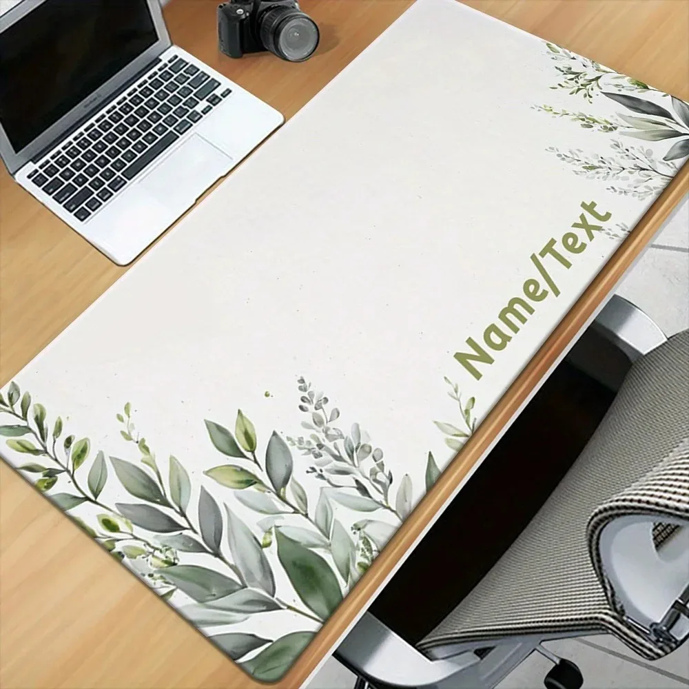 Customizable Fresh Simple Leaf Pattern HD Print XXL Desk Pad, Multifunctional Keyboard Mouse Mat For Office PC Gamer Gift