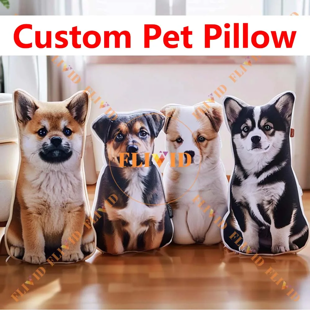 Customized 3D Pet Dog Cat Pillow Personalized Animals Photo Pillow Creative Gifts Cushions Realistic Photo Throw Pillow Lover