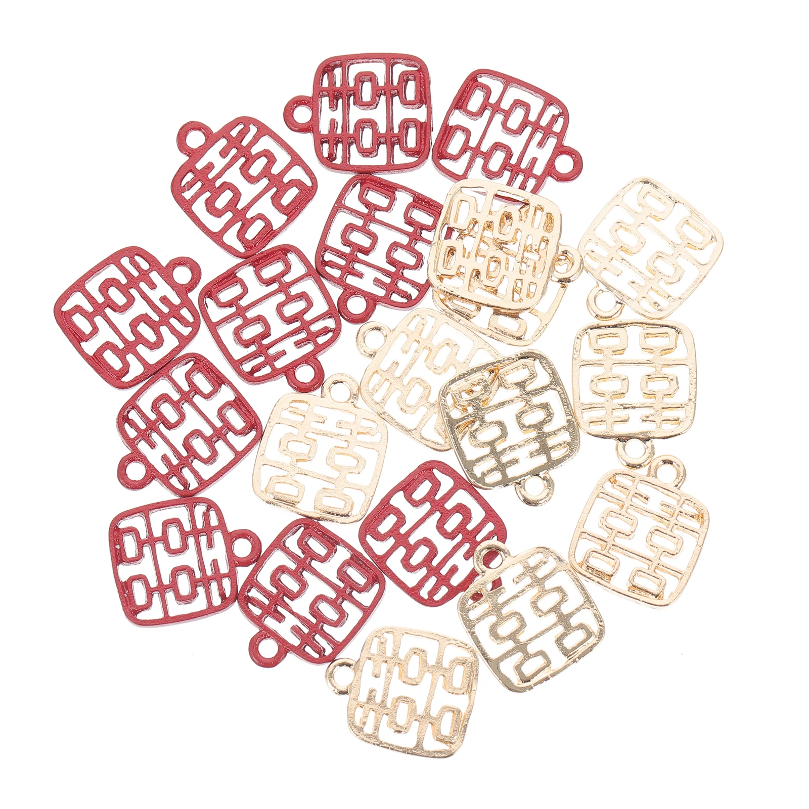 

60pcs Double Happiness Pendant Wedding Hanging Charms Alloy Diy Decorative Crafts Cherry Charms For Wedding Decoration