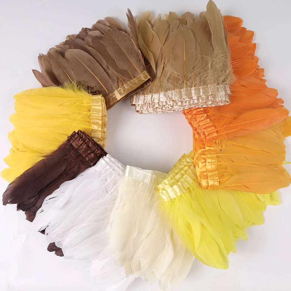 2Yards Goose Feather Trims Ribbon Fringes Sewing Crafts Plume in Dress Skirt Wall Decoration for Party  Clothes