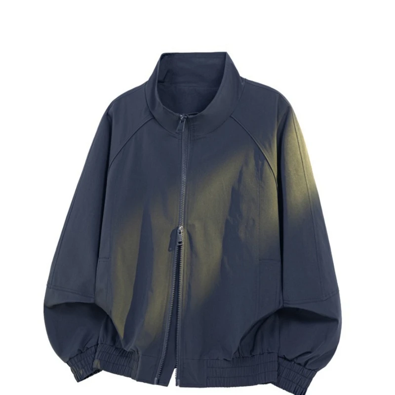 

Stand Up Collar Jacket Men's Short Baseball Jacket Silhouette Shoulder Workwear Jacket