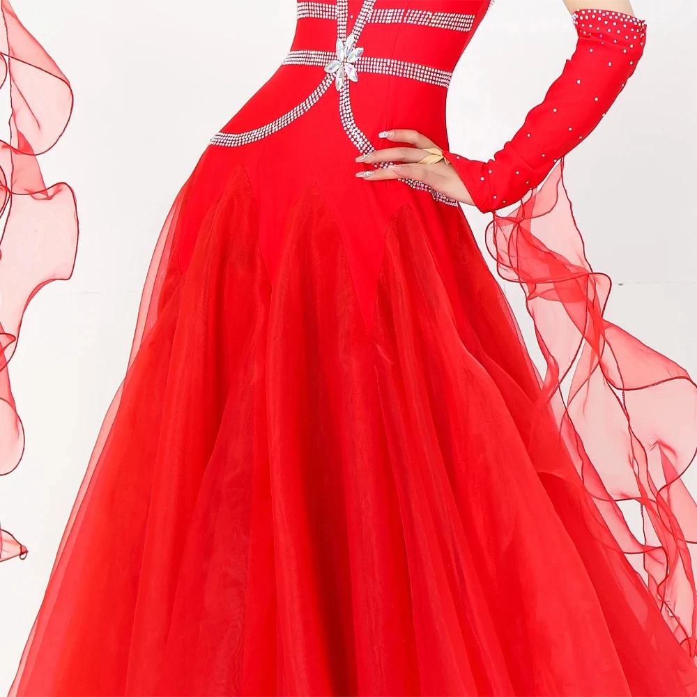 2025 Ballroom Dans Jurk Vrouwen Modern Kostuum Meisjes Match Wals Outfit Volwassen Luxe Avondpak Kinderkleding Volume Contes