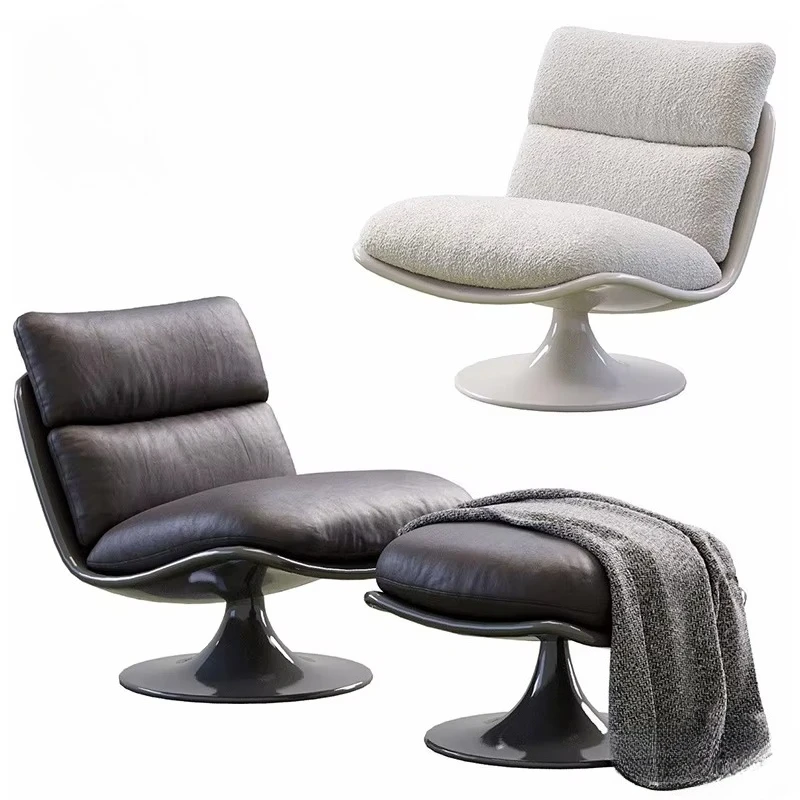

/For Living Room Balcony White Casual Swivel Armchair /Italian Minimaluxe Style Lounge Soft Chair Leather Fabric Single Sofa