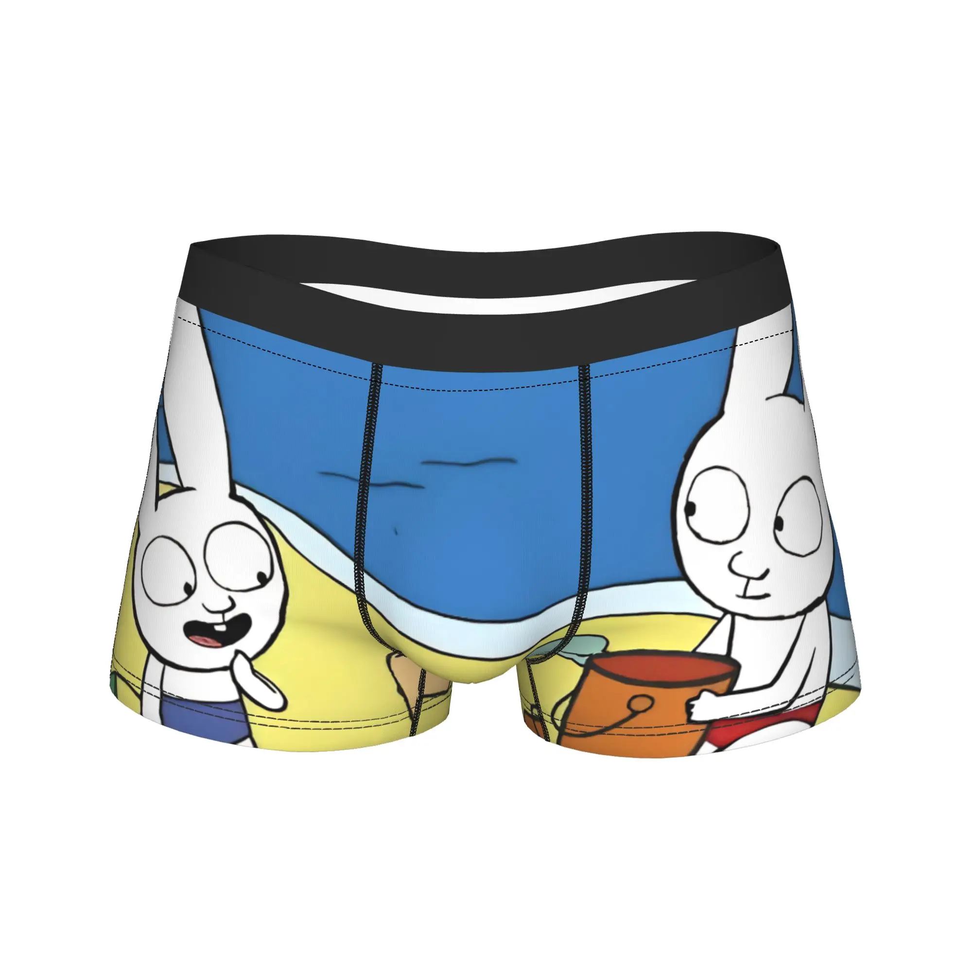 Men Simons Rabbit Underwear French Cartoon Humor Boxer Briefs Shorts Panties Homme Breathable Underpants Plus Size