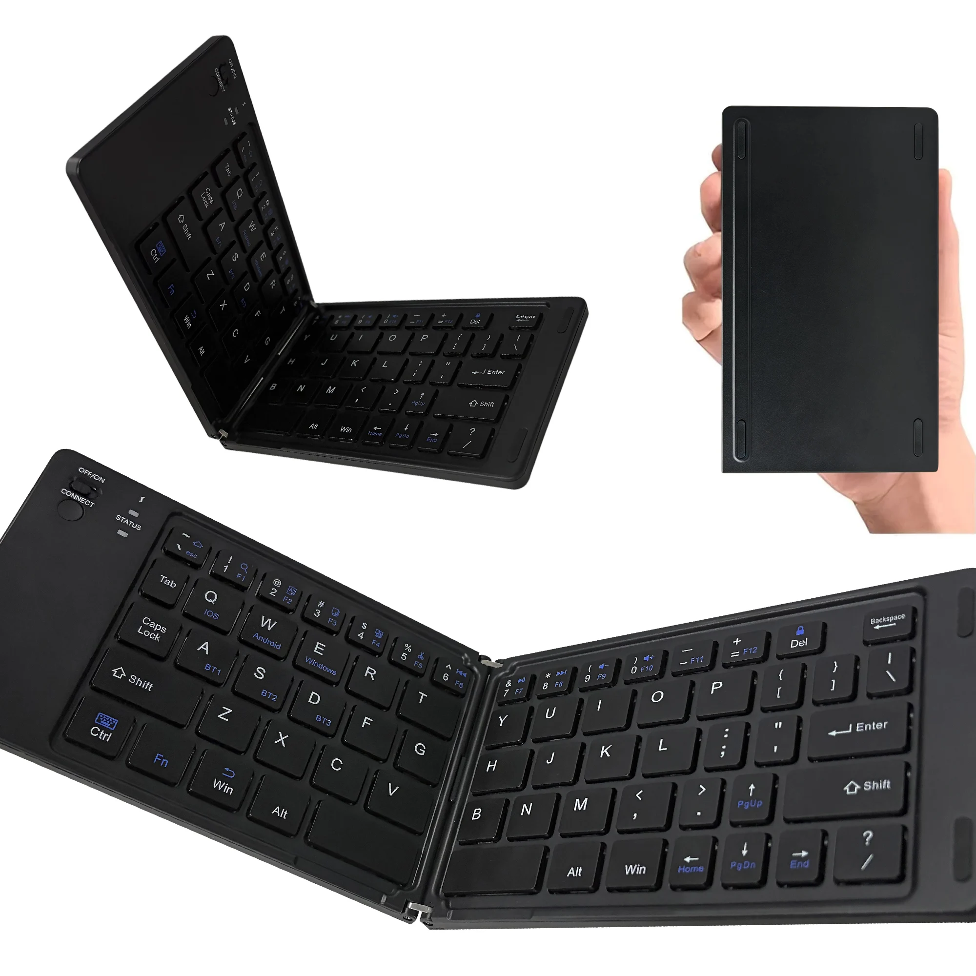 Portable Wireless Foldable Keyboard, Type-C Charging, Ultra-Thin Multi-Functional Bluetooth Laptop Tablet Keyboard