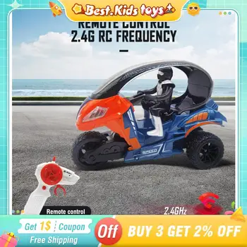 2.4G RC stunt spray three-wheeled motorcycle remote control motorcycle 5CH cool lighting electric car model children's toys boys gifts