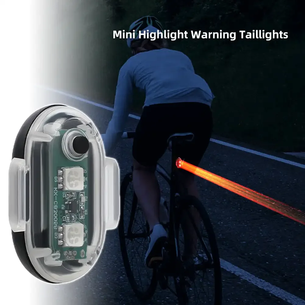 Mini feu arrière aste USB pour vélo, lampe torche étanche pour moto, conduite de nuit, lumière iodée, 7 couleurs, lumières de cyclisme