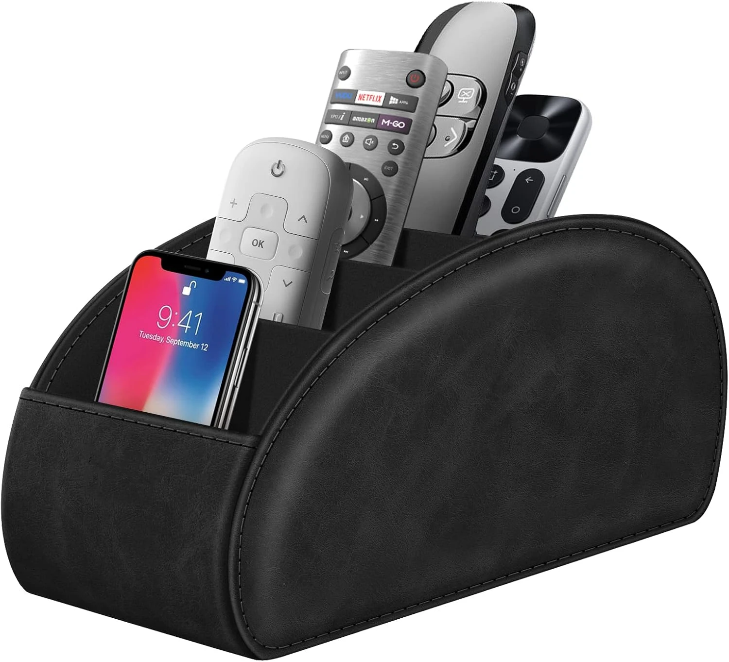 Support de télécommande en cuir PU avec 5 compartiments, boîte de rangement pour télécommande TV, organisateur de bureau pour télécommande TV, DVD, Blu-Ray