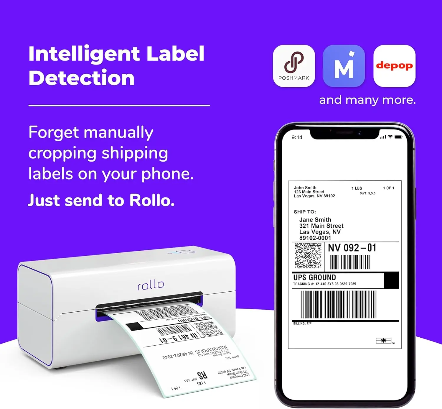 Rollo Wireless Shipping Label Printer, Wi-Fi Impressora de etiquetas térmicas para pacotes de envio, AirPrint do iPhone iPad e Mac