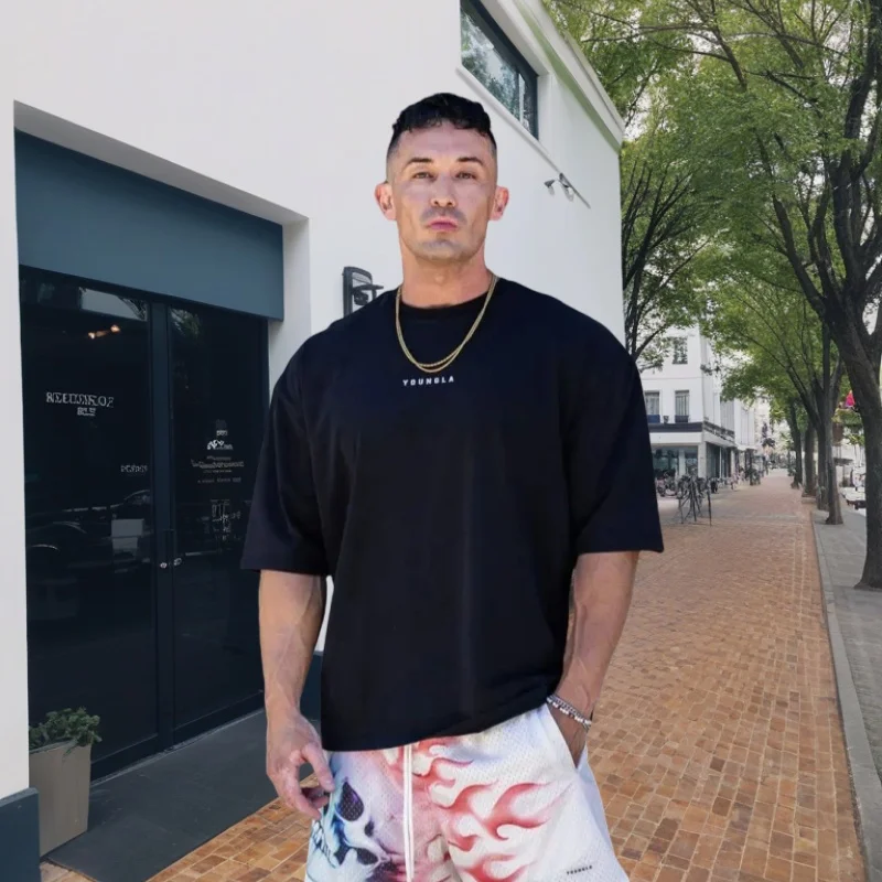 

Cotton Oversized T-shirt American Summer New Loose Cotton Round Neck Printed Short Sleeved Sports and Leisure T-shirt